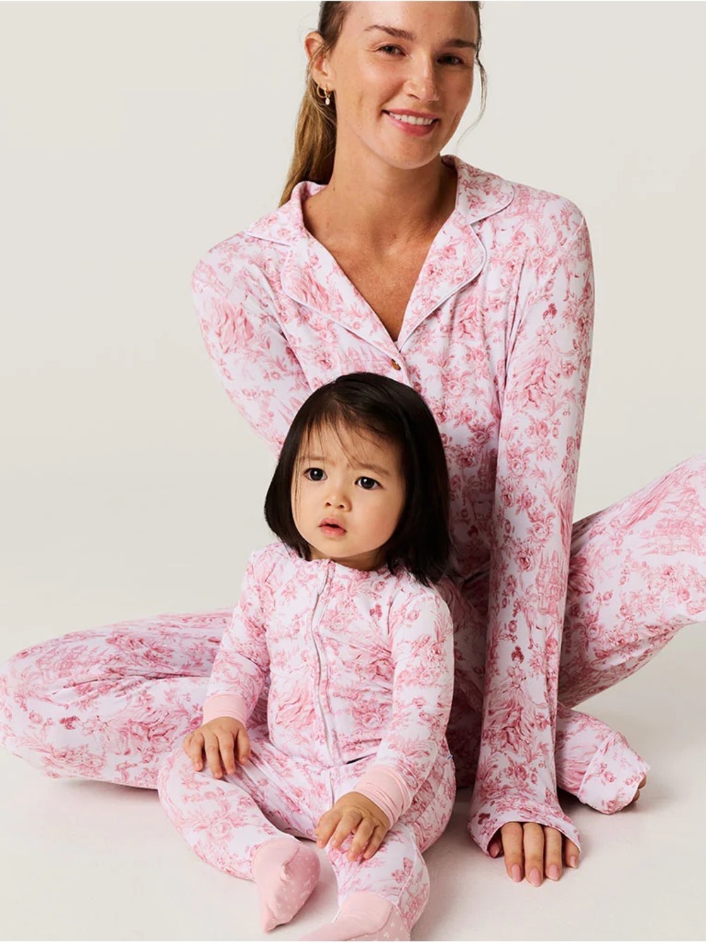 Posh Peanut Pink Antoinette Matching Women's Pajama and Baby Set